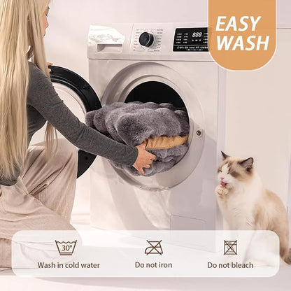 Cat Bed Mat, Soft Plush Faux Fur Kneading Pet Bed, Machine Washable Cat Sleeping Pad for Indoor Cats & Kittens, Non-Slip Fluffy Cat Rug for Couch Sofa Floor, 23x15 Inch Grey