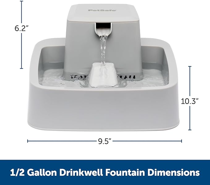 PetSafe Oasys 1/2 Gallon Pet Fountain - Cat & Dog Hydration Station with Free-Falling Water Stream & Customizable Flow - Encourages Hydration & Protects Sensitive Whiskers - 1/2 Gallon