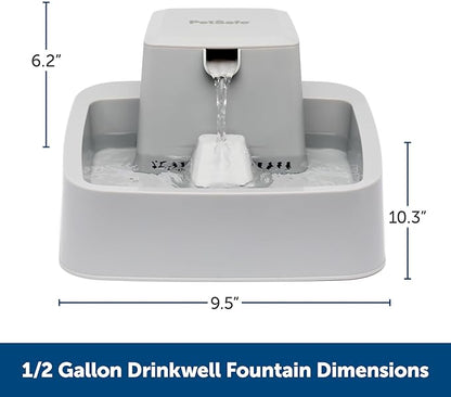 PetSafe Oasys 1/2 Gallon Pet Fountain - Cat & Dog Hydration Station with Free-Falling Water Stream & Customizable Flow - Encourages Hydration & Protects Sensitive Whiskers - 1/2 Gallon