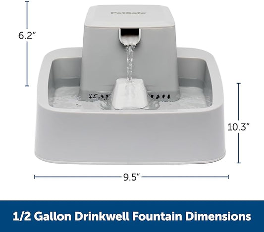 PetSafe Oasys 1/2 Gallon Pet Fountain - Cat & Dog Hydration Station with Free-Falling Water Stream & Customizable Flow - Encourages Hydration & Protects Sensitive Whiskers - 1/2 Gallon
