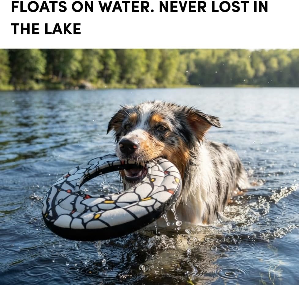 OllyDog Super Flyer | Durable Dog Frisbee | Soft & Lightweight Flying Disc | Gentle on Teeth & Gums | Water-Resistant Outdoor Toy (Magnolia) - Image 2