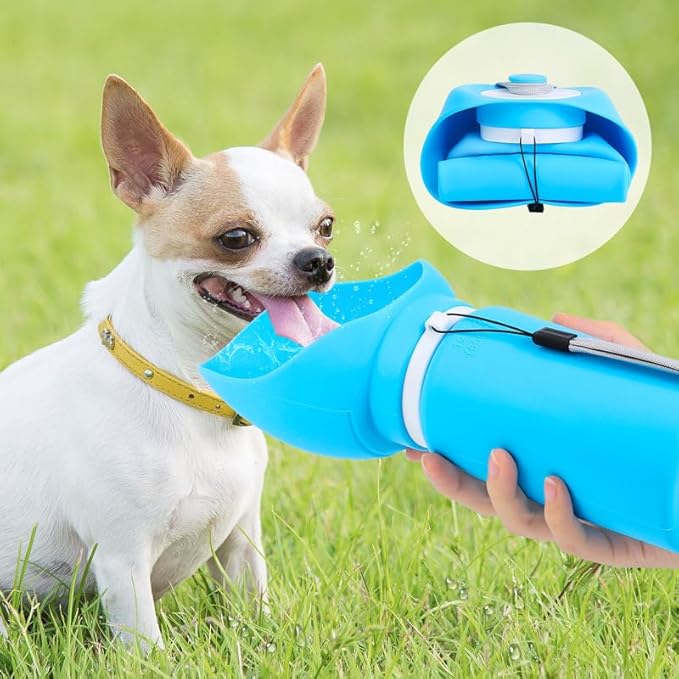 Foldable Dog Water Bottle, Leak Proof Portable Water Bottle for Pets Especially for Walking, Hiking and Outdoors -550ML (Yellow, 550ml)