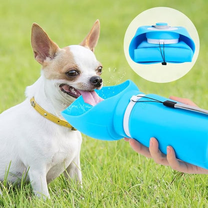 Foldable Dog Water Bottle, Leak Proof Portable Water Bottle for Pets Especially for Walking, Hiking and Outdoors -550ML (Yellow, 550ml)