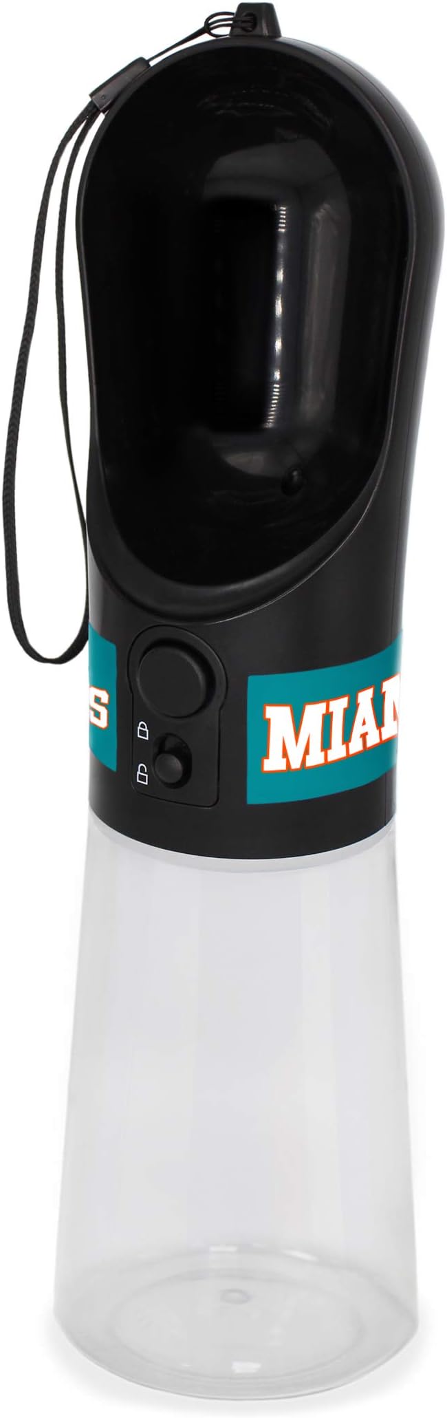 Pets First Dog Water Bottle. NFL Miami Dolphins PET Water Bottle. Best Cat Water Bottle. Water Fountain Dispenser for Dogs & Cats., Black, 13.5oz (DOL-3344)