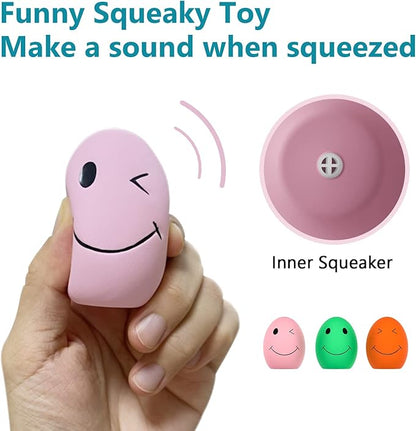 SCHITEC Dog Squeaky Toy, Latex Bouncy Egg Balls with Squeaker for Puppy Small Pet Dogs, Soft Rubber Sound Toys for Interactive Fetch Play