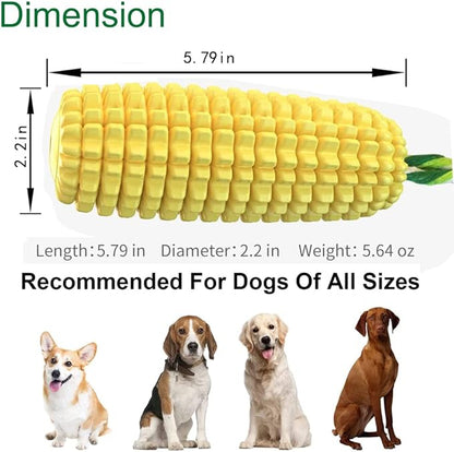 Chew Toys for Aggressive Chewers - Toothbrush Squeaky Interactive Corn Stick Toy for Small Medium Dogs - Teeth Cleaning