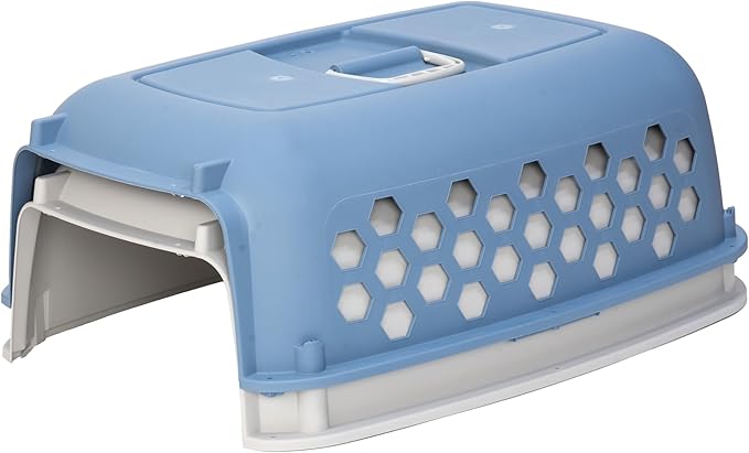 26" Plastic Portable Dog Kennel, Blue – Lightweight Travel Crate for Medium Dogs Cat, Durable & Ventilated, Indoor/Outdoor Use