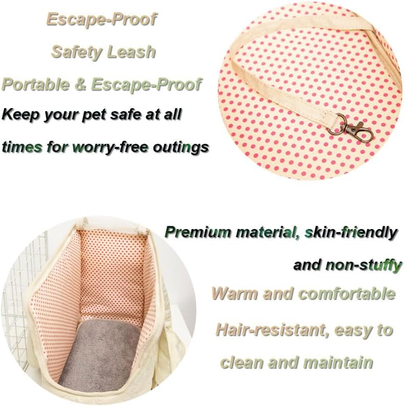 16.2" L x 13.8" W x 7.1" H Inches Cat, Dog Carrier for Pets Up to 15 Ibs, Washable，Soft Sided，Collapsible Travel Puppy Carrier. (Beige) - Image 5