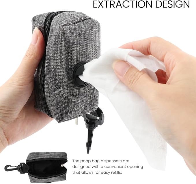 2pcs Dog Poop Bag Holder with 2 Hands-free holder Poop Bag Dispenser Pet Dog Waste Bag Dispenser Leash Attachment Fits Any Dog Leash for Dog Cat and Other Pets(Gray)