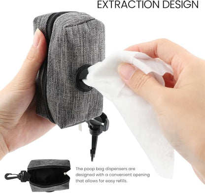2pcs Dog Poop Bag Holder with 2 Hands-free holder Poop Bag Dispenser Pet Dog Waste Bag Dispenser Leash Attachment Fits Any Dog Leash for Dog Cat and Other Pets(Gray)