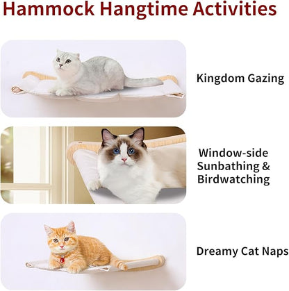 Cat Hammock Wall Mounted Shelf with Two Steps - Cat Wall Shelves and Perches for Sleeping, Playing, Climbing, and Lounging - Modern Bed & Furniture for Large Cats or Kitty