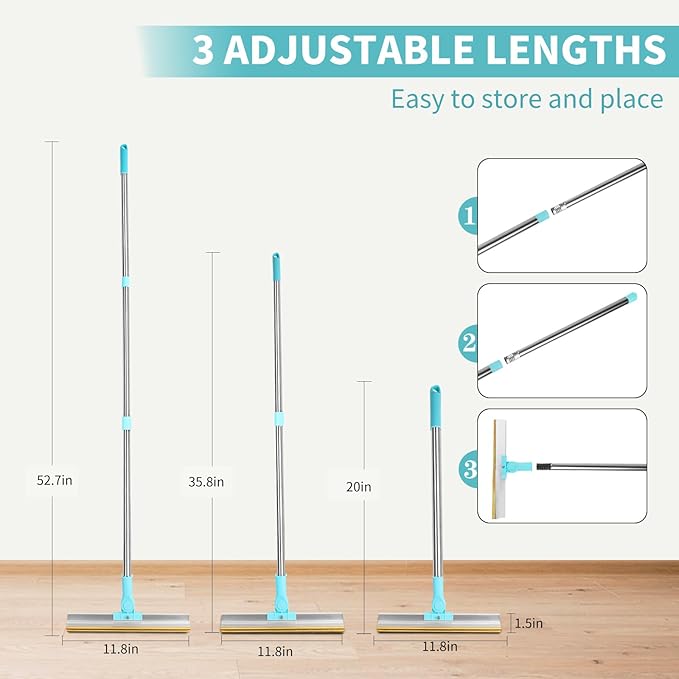 Carpet Rake for Pet Hair Removal - Heavy-Duty Metal Scraper & Lint Brush with 45" Adjustable Handle, Reusable Large Pet Hair Remover Tool for Carpets, Rugs, Mats, Couch, Pet Beds,Furniture