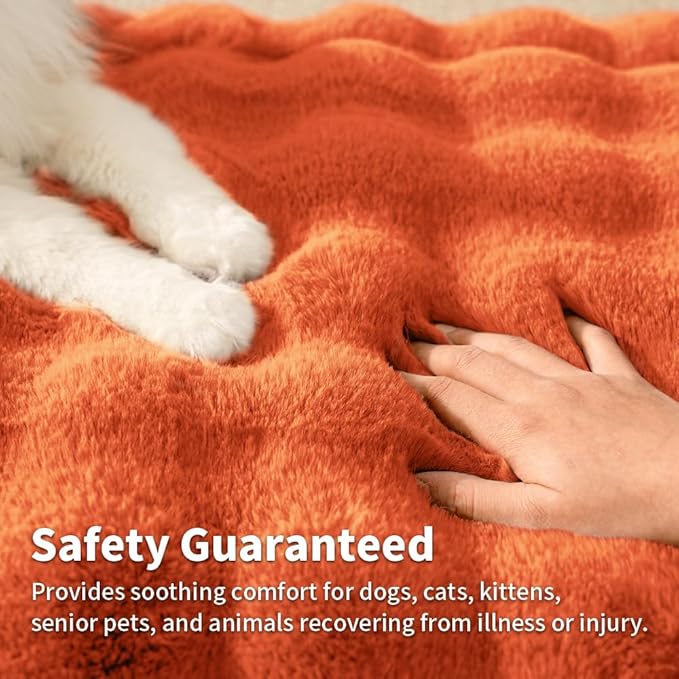 Cat Bed Mat, Soft Plush Faux Fur Kneading Pet Bed, Machine Washable Cat Sleeping Pad for Indoor Cats & Kittens, Non-Slip Fluffy Cat Rug for Couch Sofa Floor, 23x15 Inch Orange
