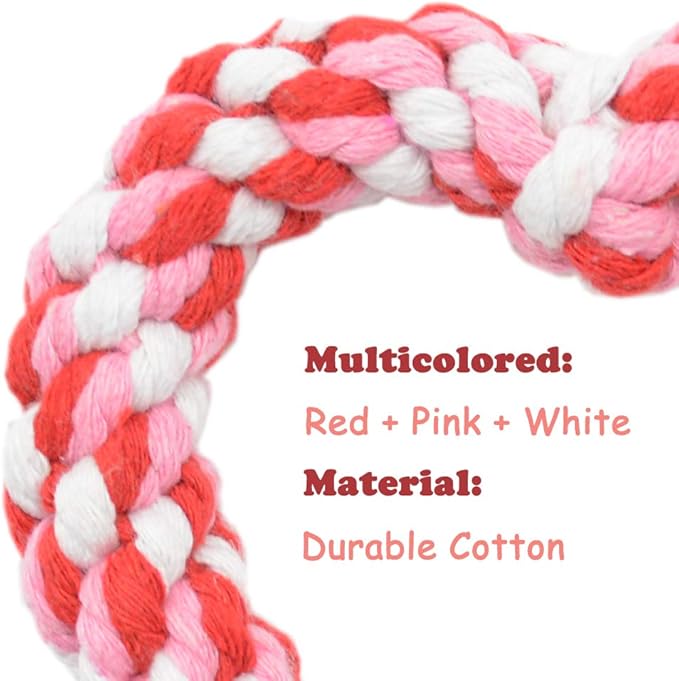 3PCS Valentine's Day Dog Rope Toys Heart Shaped Durable Chew Toy for Small to Medium Dogs