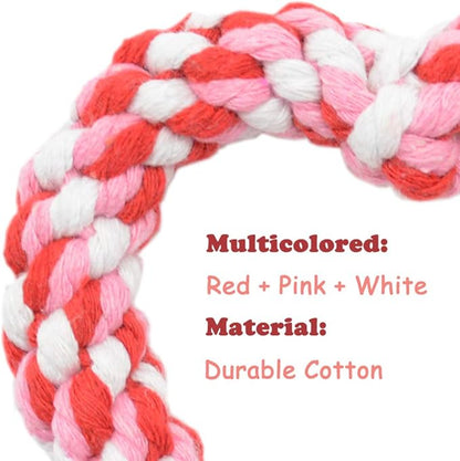 3PCS Valentine's Day Dog Rope Toys Heart Shaped Durable Chew Toy for Small to Medium Dogs