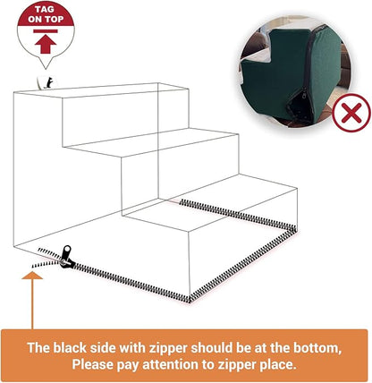 Dog Stair for Small Dogs Assembled Cat Steps with Washable Cover for Couch, Low Bed (Height: 12.2”)