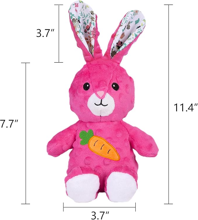 DODODOLA Stuffed Dog Toys Durable Plush Dog Toy with Crinkle Paper Cute Elephant Squeaky Dog Toys Dog Chew Toys for Medium Large Breed (Pink Rabbit)