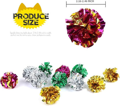 HNYYZL 25 Pack Crinkle Balls Cat Toys for Cats - Original Mylar Crinkle Balls (Random Color)