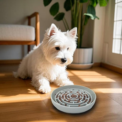 Slow Feeder Dog Bowl, 7.8 x 7.8 inches, Silicone Pet Puzzle Bowl with Suction Base, Foldable (Light Green)