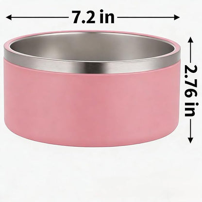 42oz Large Capacity Pink Dog Bowl - Premium Stainless Steel Pet Food & Water Bowl, 7.2x2.76 Inches, Suitable for Small to Medium Pets