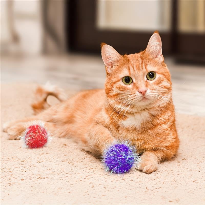 30 Pieces 1.2 inches Sparkle Pom Pom Balls for Cat - Interactive Glitter Balls, Multicolor, Best as Kitten Play Toys - Image 6