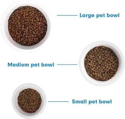 FOREYY Set of 2 Ceramic Dog Cat Bowl Set, Pet Porcelain Food and Water Feeder Dish Bowls with Anti Slip Band, Dishwasher and Microwave Safe (Medium)