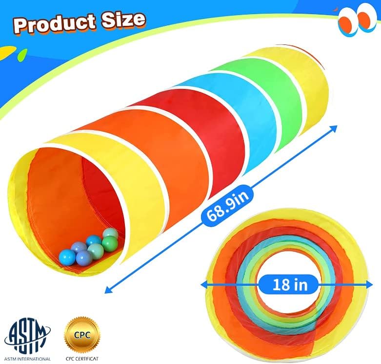 Kids Play Tunnel Tent for Toddlers, Colorful Pop Up Crawl Tunnel Toy for Baby or Pet with Breathable Mesh, Collapsible Gift for Boy and Girl Play Tunnel Indoor and Outdoor Game - Image 4