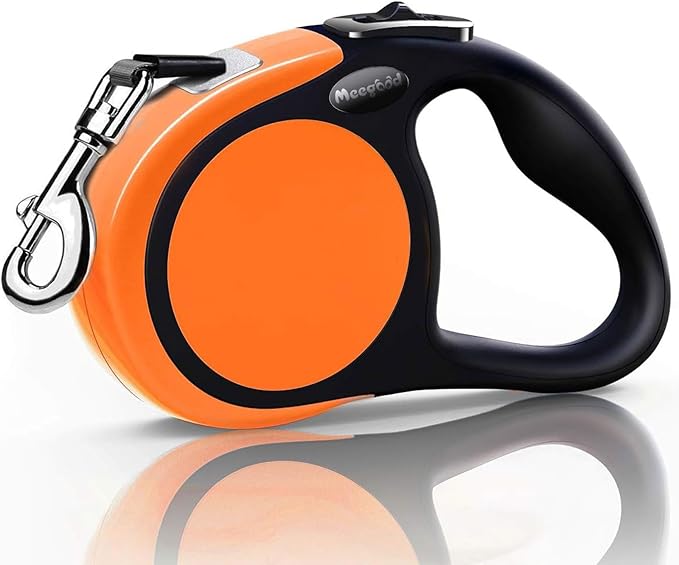 Heavy Duty Retractable Dog Leash-16ft Strong & Durable Walking Leash for S to L Dogs up to 45/115 lbs, Upgraded Lock System, Non Slip Grip, Tangle Free (Orange, Small/Medium)