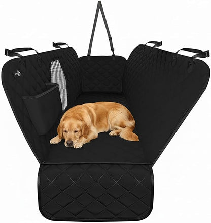 Active Pets Dog Car Seat Cover for Back Seat, Waterproof Pet Protection Hammock, SUV Truck Car Backseat Protector with Safety Features, Black