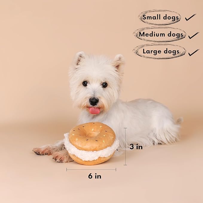 CHEWFFON Dog Plush Squeaky Toy, Interactive Bagel Shape Puppy Snuffle Toys, Cute Dog Puzzle Enrichment Toy Treat Puzzle for Small and Medium Dogs
