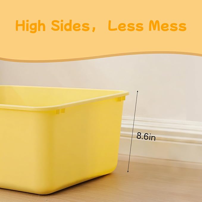 Large Cat Litter Box with High Sides,Cat Litter Pan with Low Entry,Cat Box for Indoor Kittens & Senior Cats,Anti-Splashing,Waterproof,Easy to Clean,Durable (Speckle Gray)