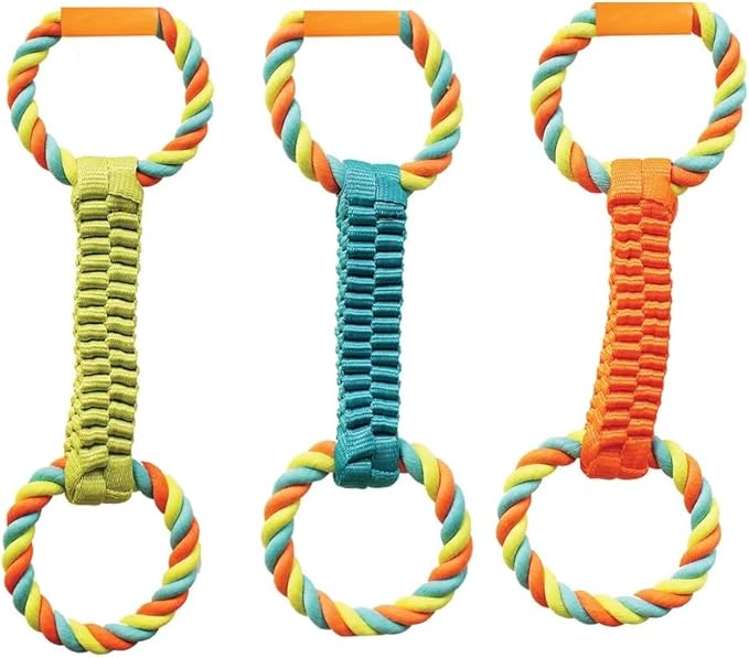 MPP 16" Figure 8 Dog Fetch n' Tug Toy Double Loop Ballistic Weave Braided Nylon Rope (Blue)