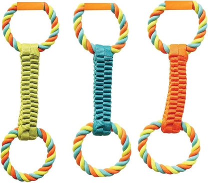MPP 16" Figure 8 Dog Fetch n' Tug Toy Double Loop Ballistic Weave Braided Nylon Rope (Blue)