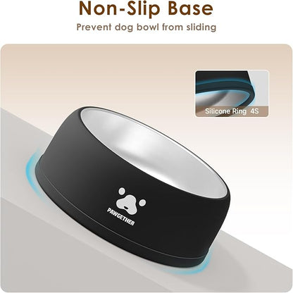 PAWGETHER® Stainless Steel Dog Bowls, Dog Food and Water Bowl Non-Slip Easy to Clean Dishwasher Safe for Puppy Small Medium Dogs Cats Black 34oz
