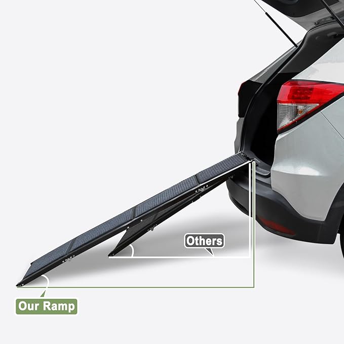71" X-Long Dog Ramp for Car, Foldable Dog Ramps for Large Pets, Portable Dog Ramp for Truck, 17" Wide Dogs Car Ramp with Non-Slip Rug Surface, Pet Ramps for Large Dogs Up to 250LBS for SUV Truck-XL