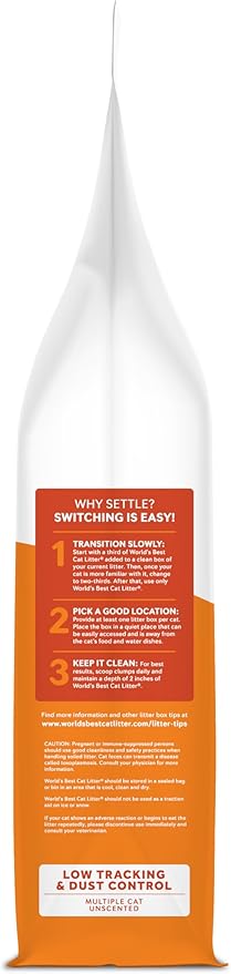 WORLD'S BEST CAT LITTER Low Tracking & Dust Control Multiple Cat Unscented 8-Pounds - Natural Ingredients, Quick Clumping, Flushable & Made in USA - Long-Lasting Odor Control & Easy Scooping