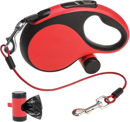 SCENEREAL Retractable Dog Leash for Small Medium Large Dogs up to 110lbs, 26ft 360° Tangle-Free Nylon Tape with Anti-Chewing Wire Rope&Waste Bag Dispenser, Heavy Duty Long Durable One-Handed Brake