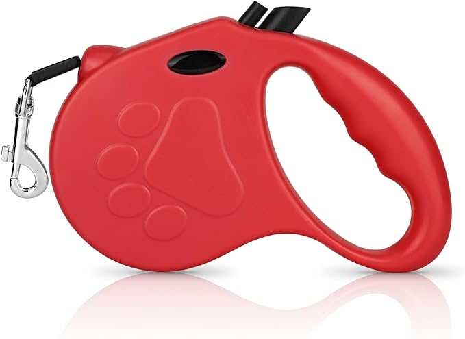 Retractable Dog Leash, 16ft Dog Walking Leash for Small Dogs up to 77lbs, Non-Slip Handle - Red