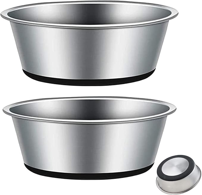 Stainless Steel Dog Bowls for Medium Dogs, Food Water Bowls,Heavy Non-Slip Pet Feeder Set of 2