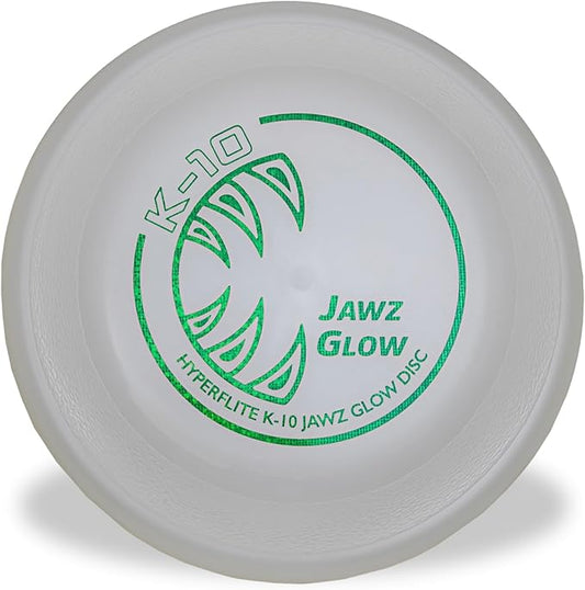 Hyperflite K-10 Jawz Glow Dog Flying Disc – Glow in the Dark – Toughest Puncture-Resistant Disc – Ultra-Long Flights – Competition Approved – 8.75” / 150g