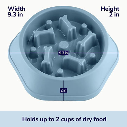 Miracle Vet Slow Feeder Dog Bowls for Fast Eaters - for Small, Medium Sized Dogs - Dog Puzzle Maze Helps Slow Down Eating - Adult, Puppy Food Bowl for Bloat Stop - Non-Slip Feeder Bowl (Blue)