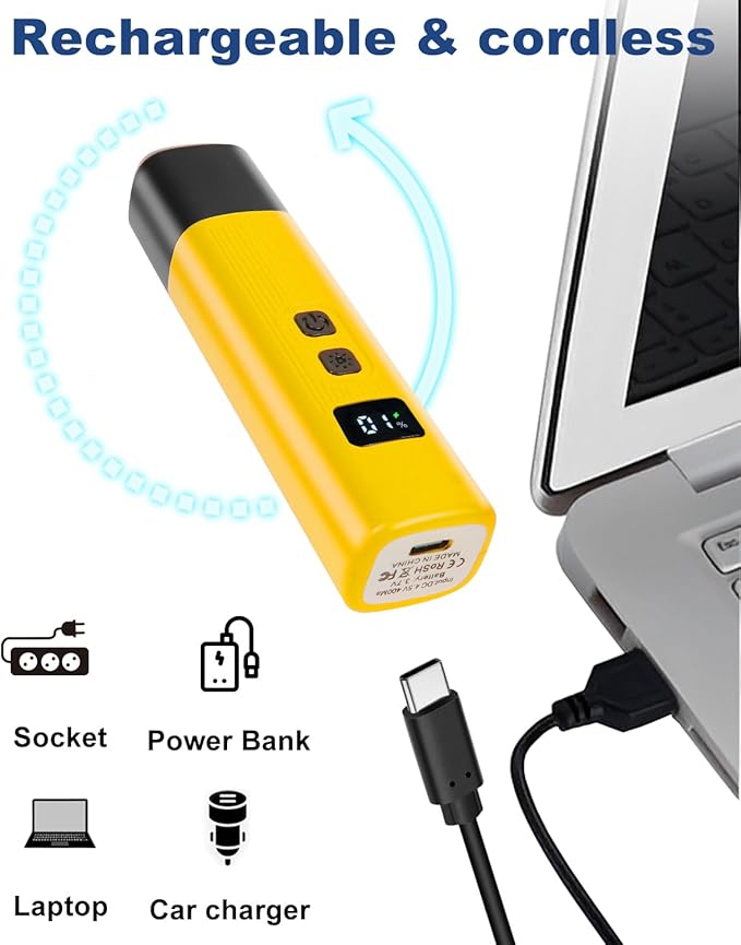 Electric Dog Nail Grinder with 2 Level LED Lights, 2 Speed Super Quiet and Low Vibration Electric Cat Nail Grinder - Rechargeable Pet Nail Grinder for Small Dogs Cats - Yellow