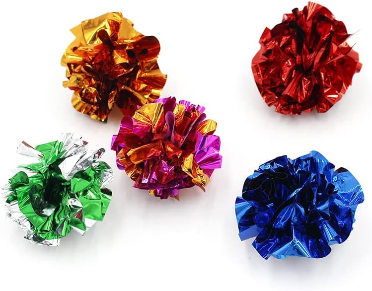 ISMARTEN 10 Packs Crinkle Balls Cat Toys for Indoor Cats, Lightweight Shiny Crinkle Paper Ball for Kitten (Random Color) (3.94 in) by ISMARTEN