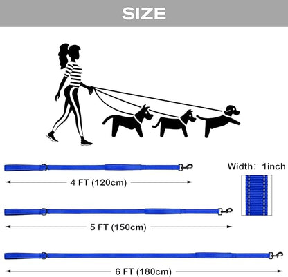 Joytale Dog Leash Heavy Duty for Large Dogs that Pull, Double Handle for Traffic Control, Double-Sided Reflective Leashes for Large Medium Dogs Night Safety, 6FT, Royal Blue