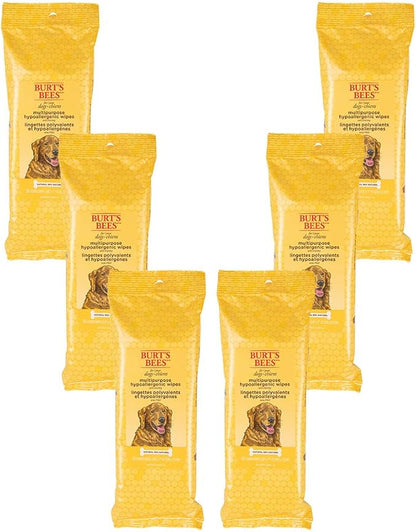 Burt's Bees for Pets Honey Multipurpose Dog Grooming Wipes, Gentle Hypoallergenic Spot Cleaning Sheets, pH Balanced Natural Origin Formula for Paws, Face and Butt, 50 Count - 6 Pack