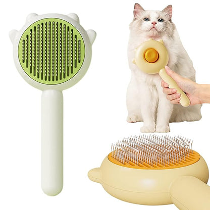 Hair Brush, 2023 New Pet Hair Cleaner Brush, Cat Grooming Brush Long or Short Hair Cats Dogs, Self Cleaning Slicker Comb for Kitten Removes Tangles Loose Fur (Green)