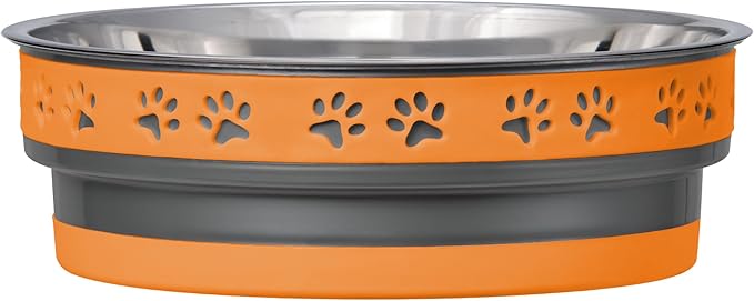 Loving Pets Corsa Dog Bowls- Stainless Steel Dog & Cat Bowls - Spill Proof Dog Food Bowl, Cat Bowl, Puppy Essentials & Pet Supplies Great for Home & Travel (Medium 20-35 lbs, Inferno Orange)