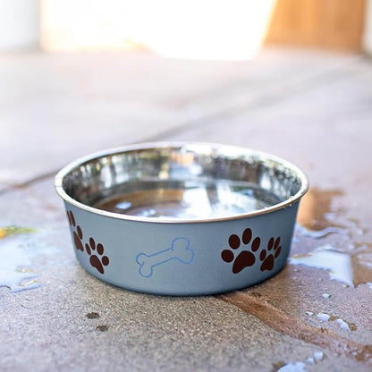 Loving Pets Bella Dog Bowls- Stainless Steel Dog & Cat Bowls - Spill Proof Dog Food Bowl, Cat Bowl, Puppy Essentials & Pet Supplies Great for Home & Travel (Small 10-20 lbs, Blueberry)