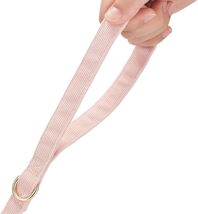 Soft Corduroy Fibric Dog Leash, 5 Feet Length Lead with Heavy Duty Rotating Hook, for Small Medium Dogs.(S,Light Pink)