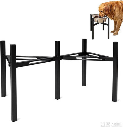 Adjustable Elevated Dog Bowl Stand, Metal Feeder Riser for Large Medium Dogs, Portable Travel Design, Slow Feeder Compatible (Without Bowls)